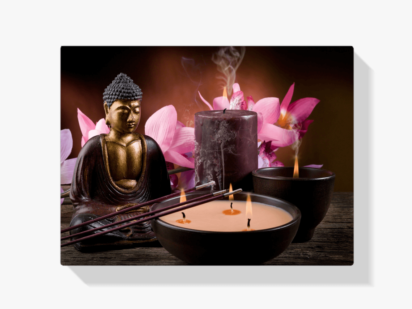 Diamantmaling Buddha med stearinlys og blomster – SEOS Shop ®