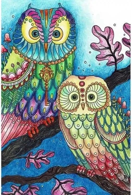 Diamantmaling - Farvet ugle - SEOS®