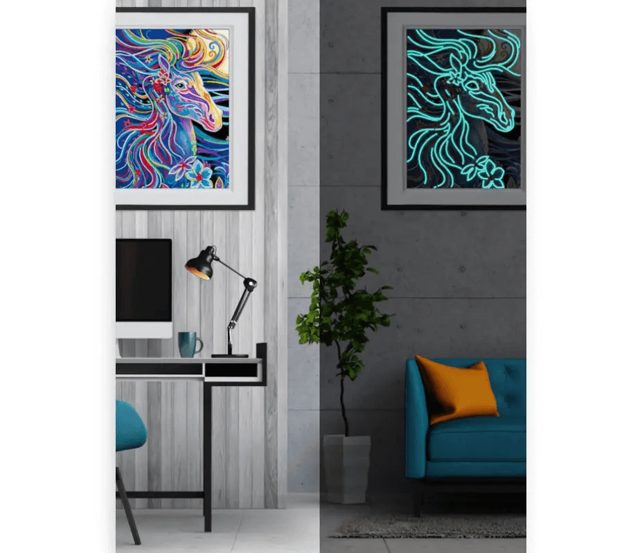 Diamantmaling Lyser i Mørket - Hest - SEOS Shop ®