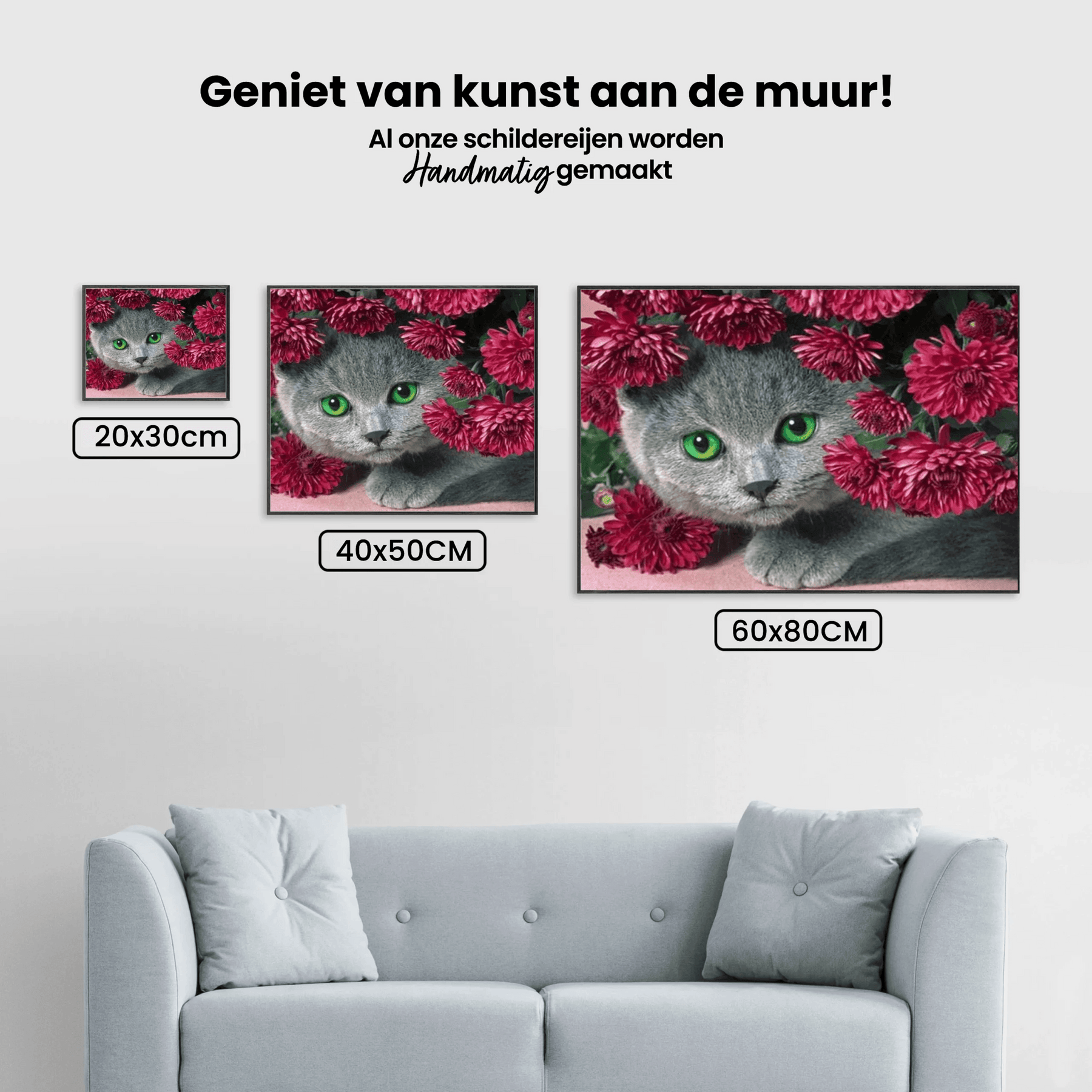 Diamantmaling Kat med Blomster - SEOS Shop ®