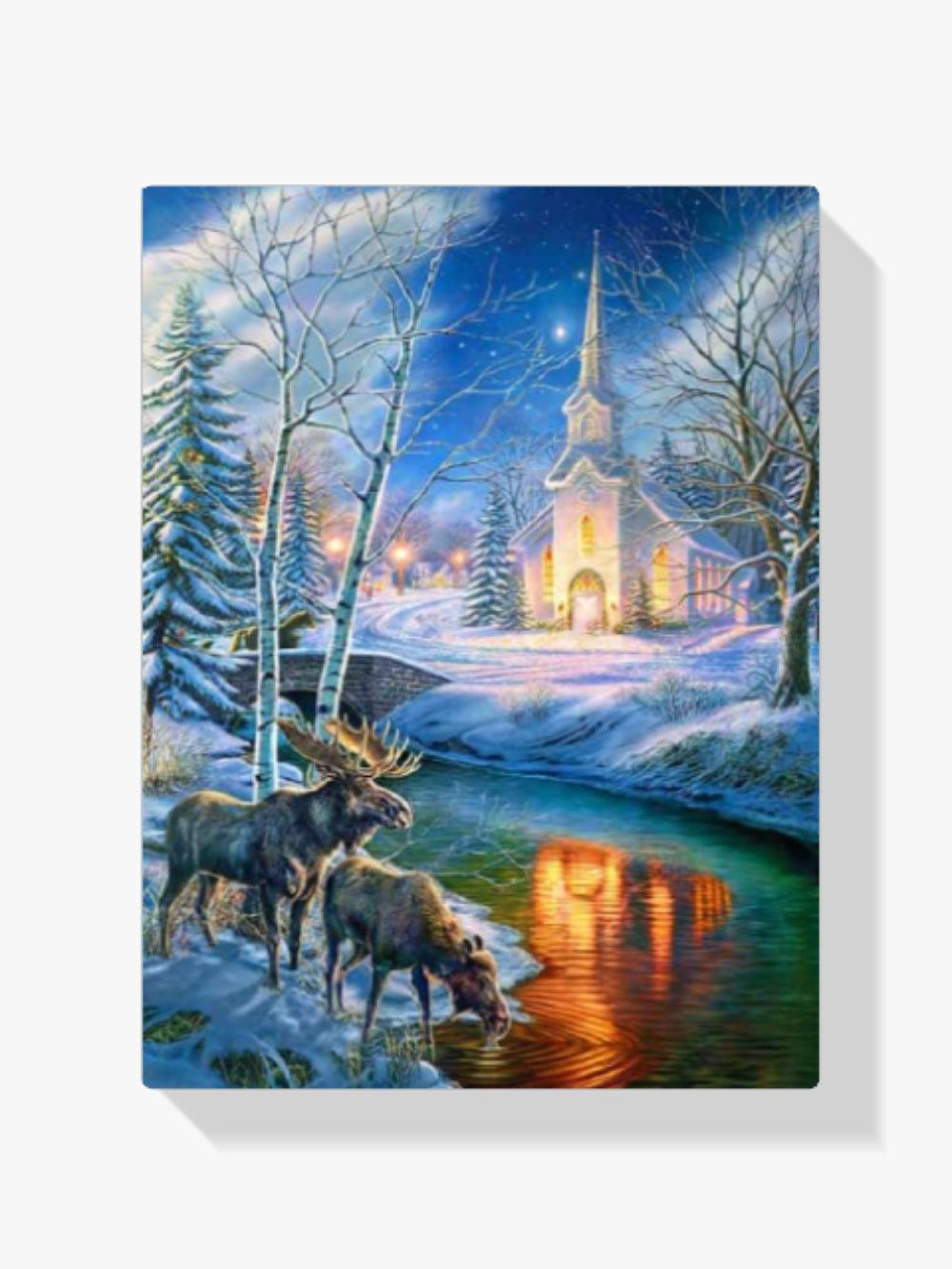 Diamantmaling Julekirke og Hjort - SEOS Shop ®