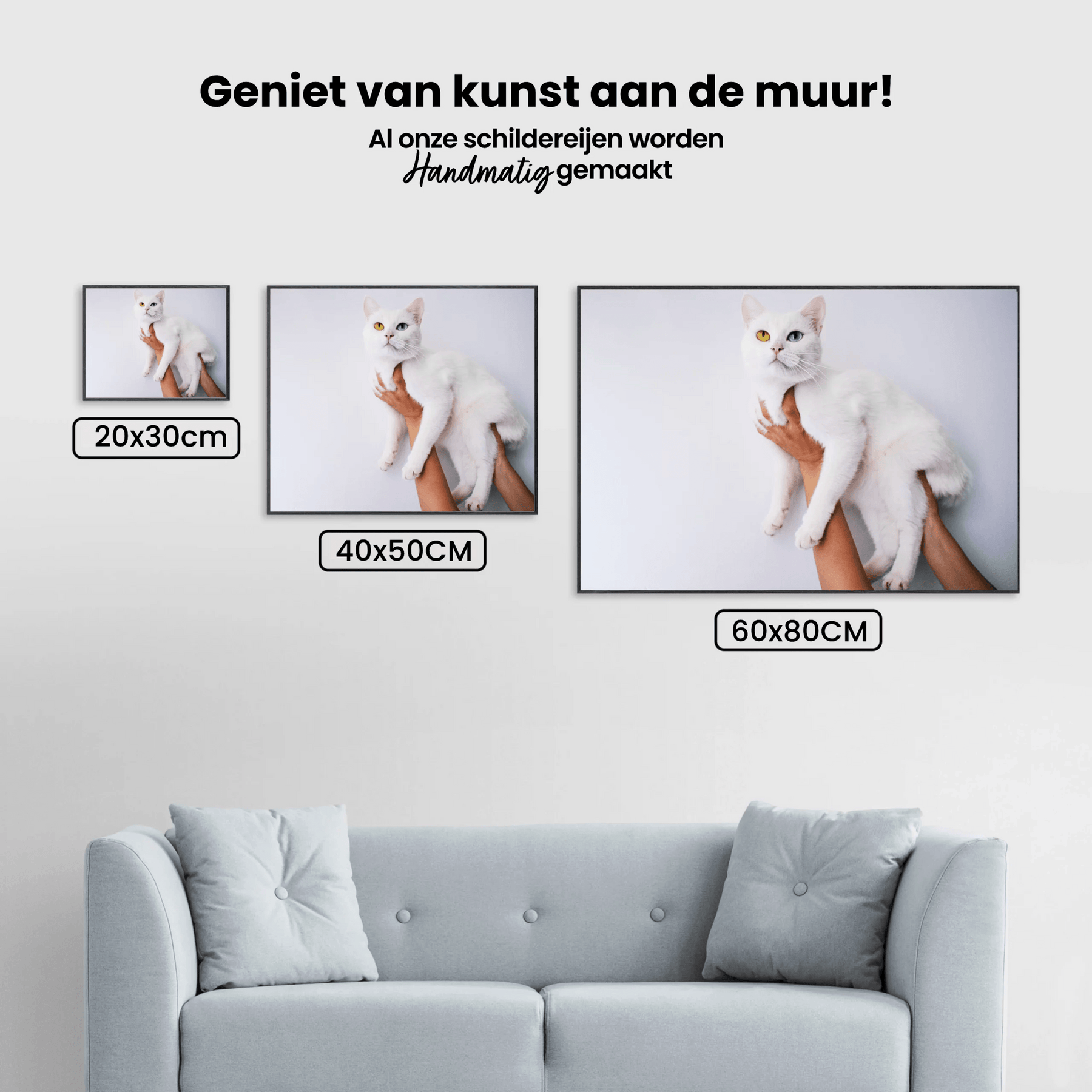 Diamantmalingssæt Hvid Kat 45x30cm - SEOS Shop ®