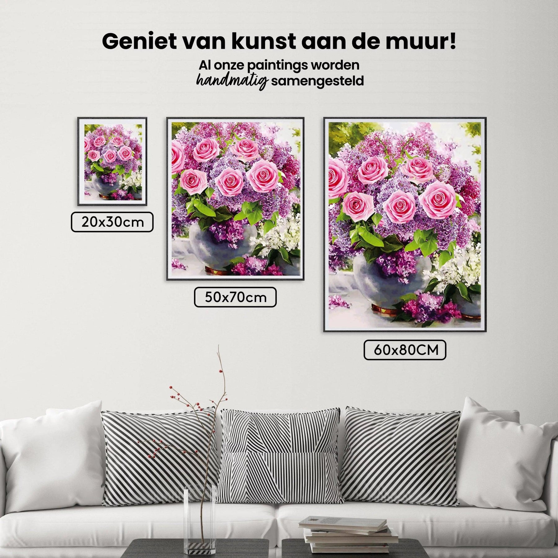 Diamantmaling af lyserøde roser i vase - SEOS Shop ®