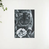 Diamantmaling Sort kat med blomst og bi - SEOS Shop ®