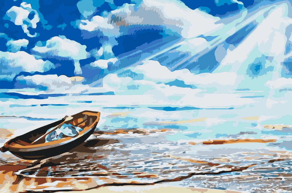 Diamantmaleri - Båd ved havets kant - SEOS Shop ®