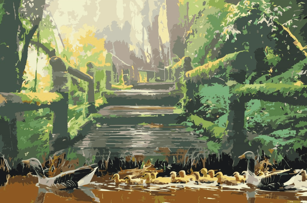 Diamantmaling - Andefamilie i parken - SEOS®