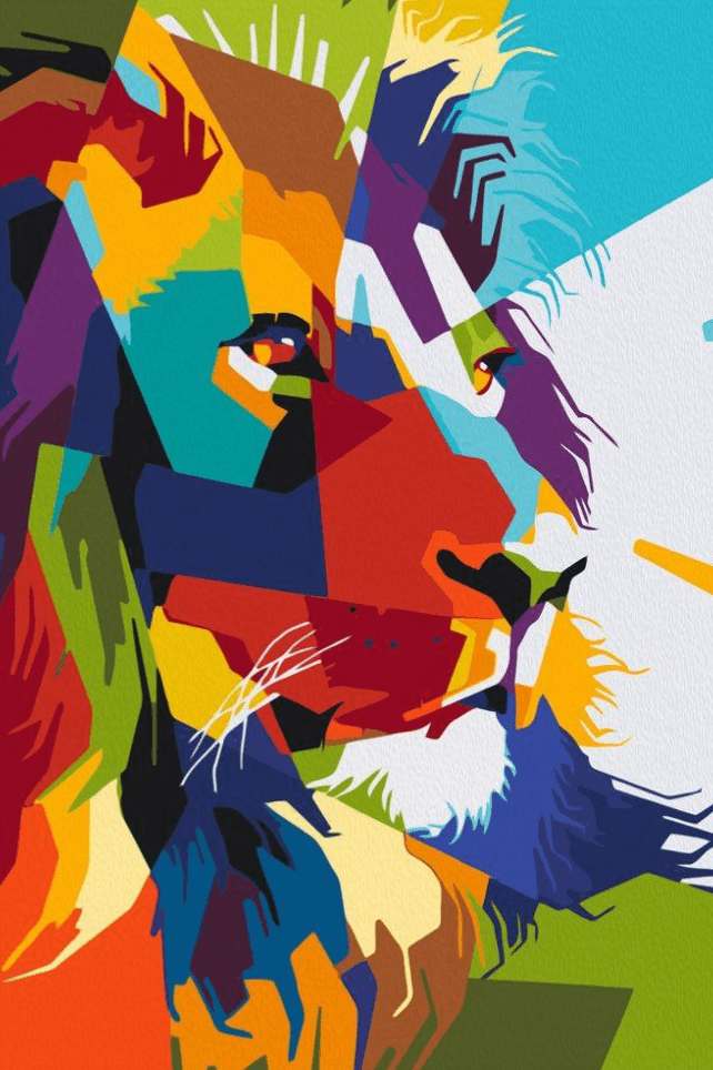 Diamantmaleri - Geometrisk Løve - SEOS®