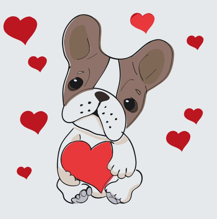 Diamantmaling - Hund med hjerter - SEOS®