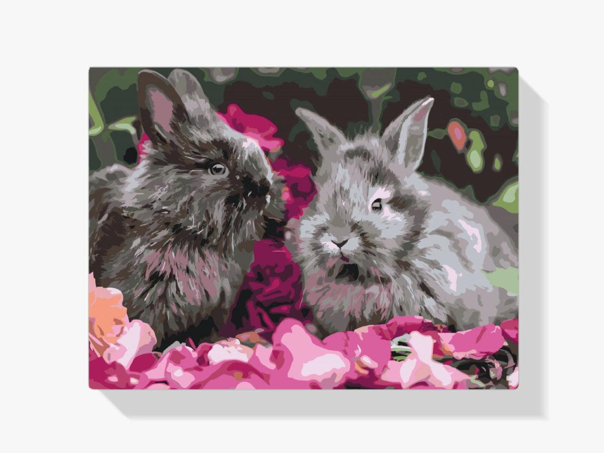 Diamantmaleri - Kaniner blandt blomsterne - SEOS®