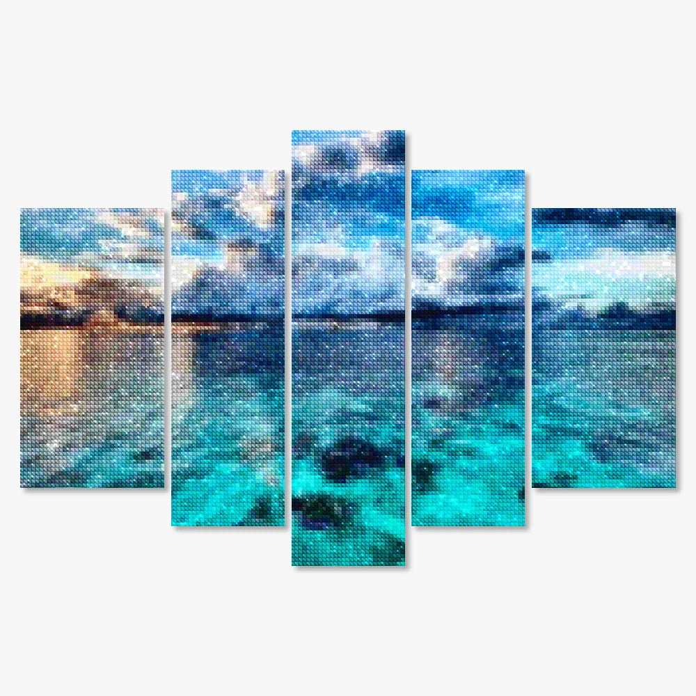Diamantmaleri Blåt Hav 5-panel - SEOS Shop ®