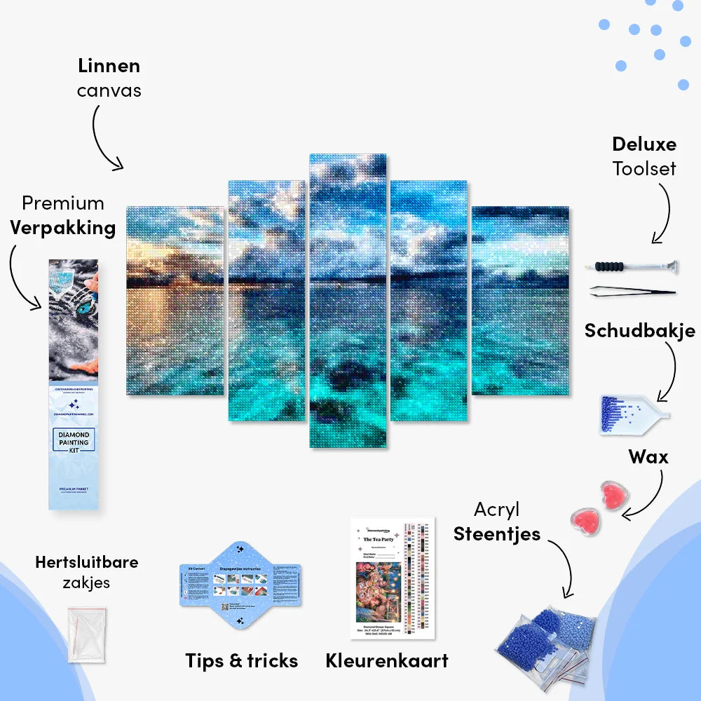 Diamantmaleri Blåt Hav 5-panel - SEOS Shop ®