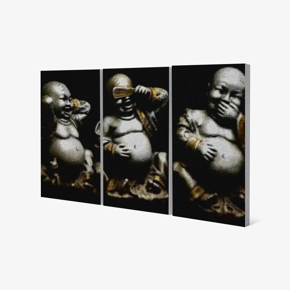 Diamantmaleri Glad Buddha 3-delt - SEOS Shop ®