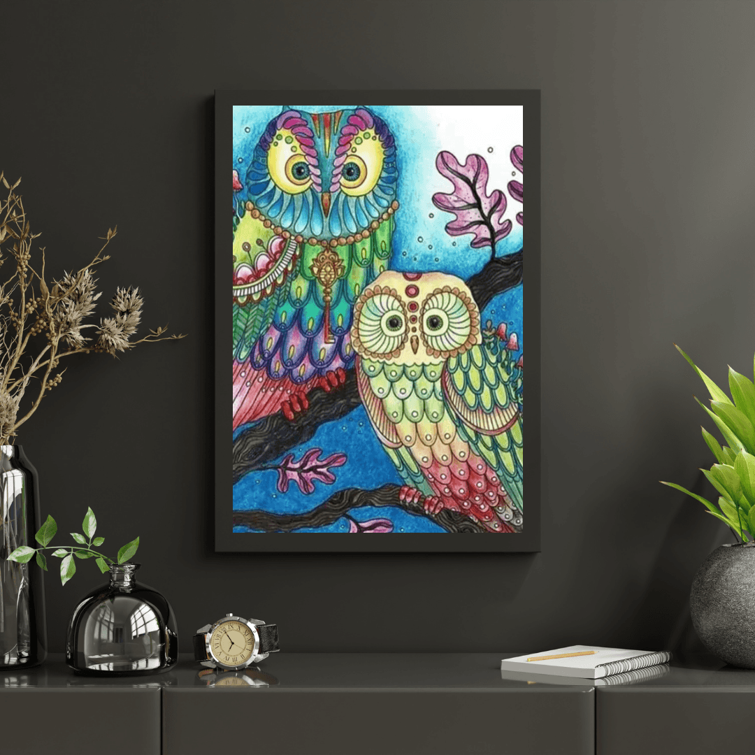 Diamantmaling - Farvet ugle - SEOS®