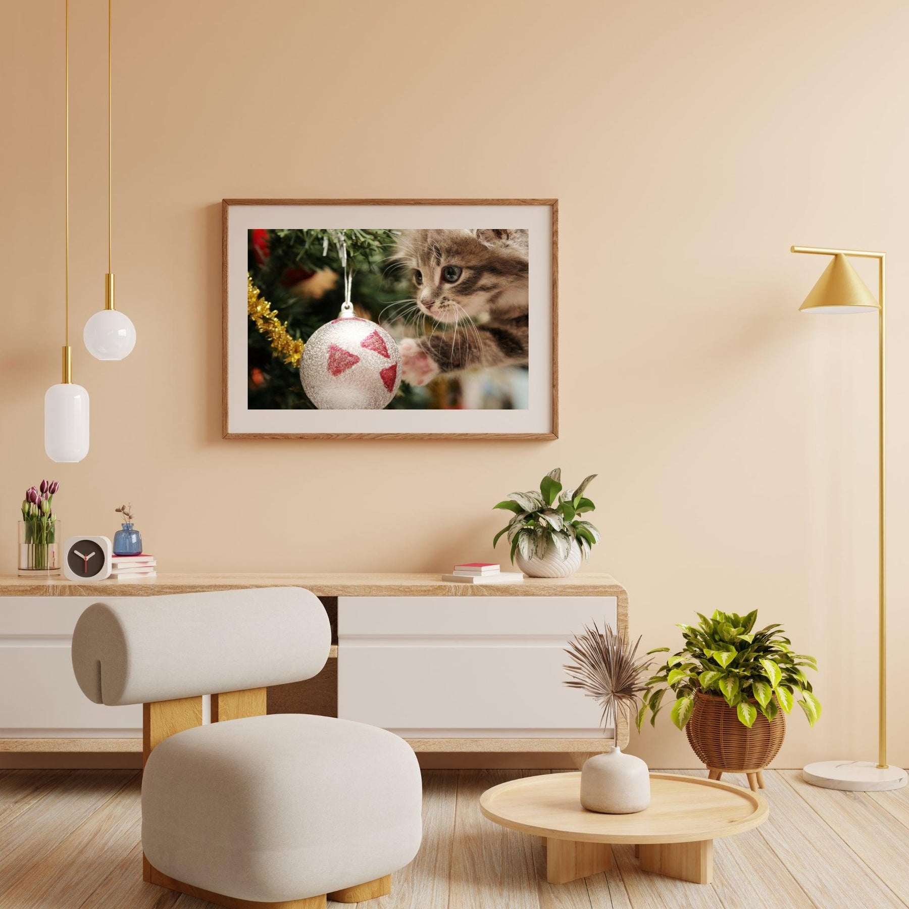 Diamantmaleri - Kat med julekugle - SEOS®