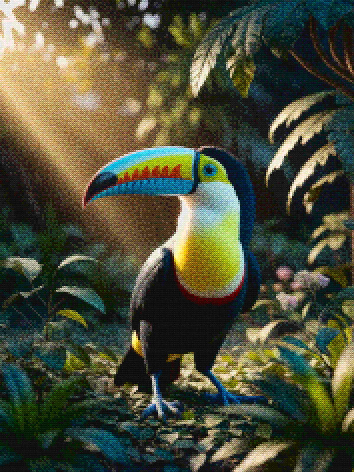 Diamantmaleri - Livlig tukan i en regnskov