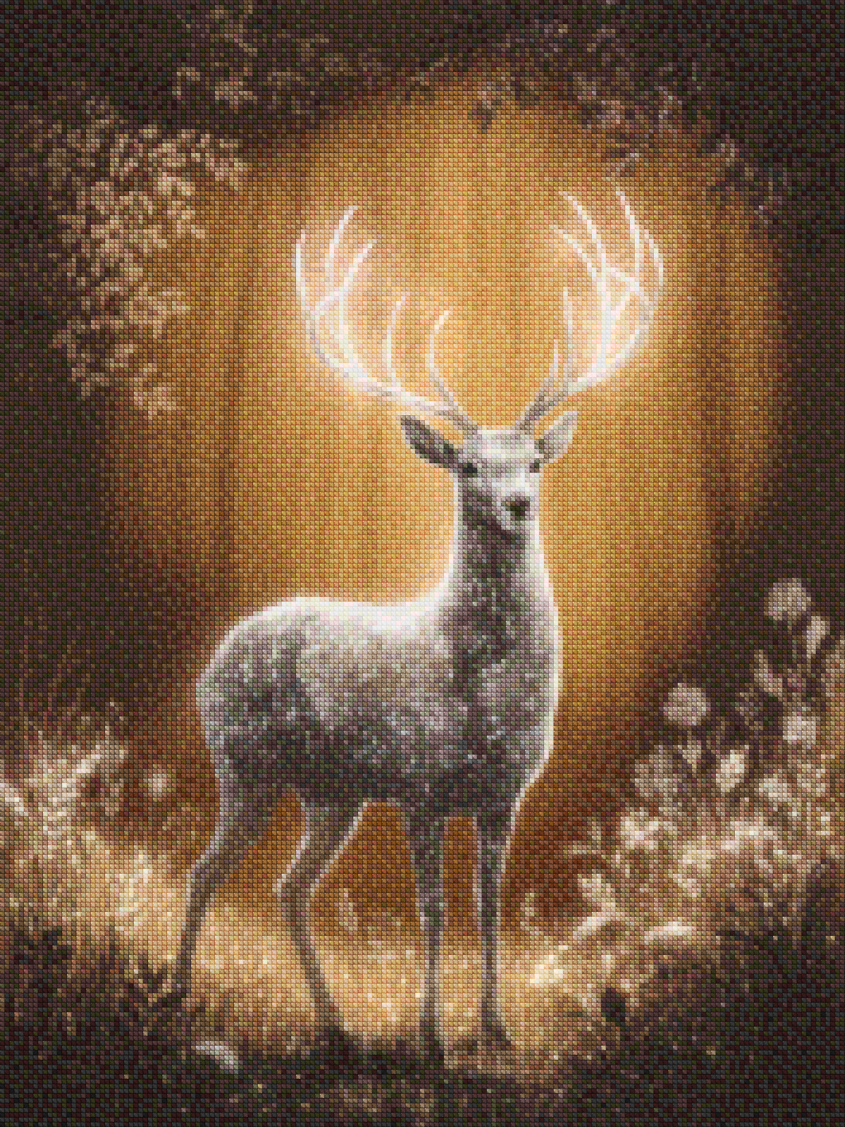 Diamantmaleri - Mystisk hjort med glødende gevir