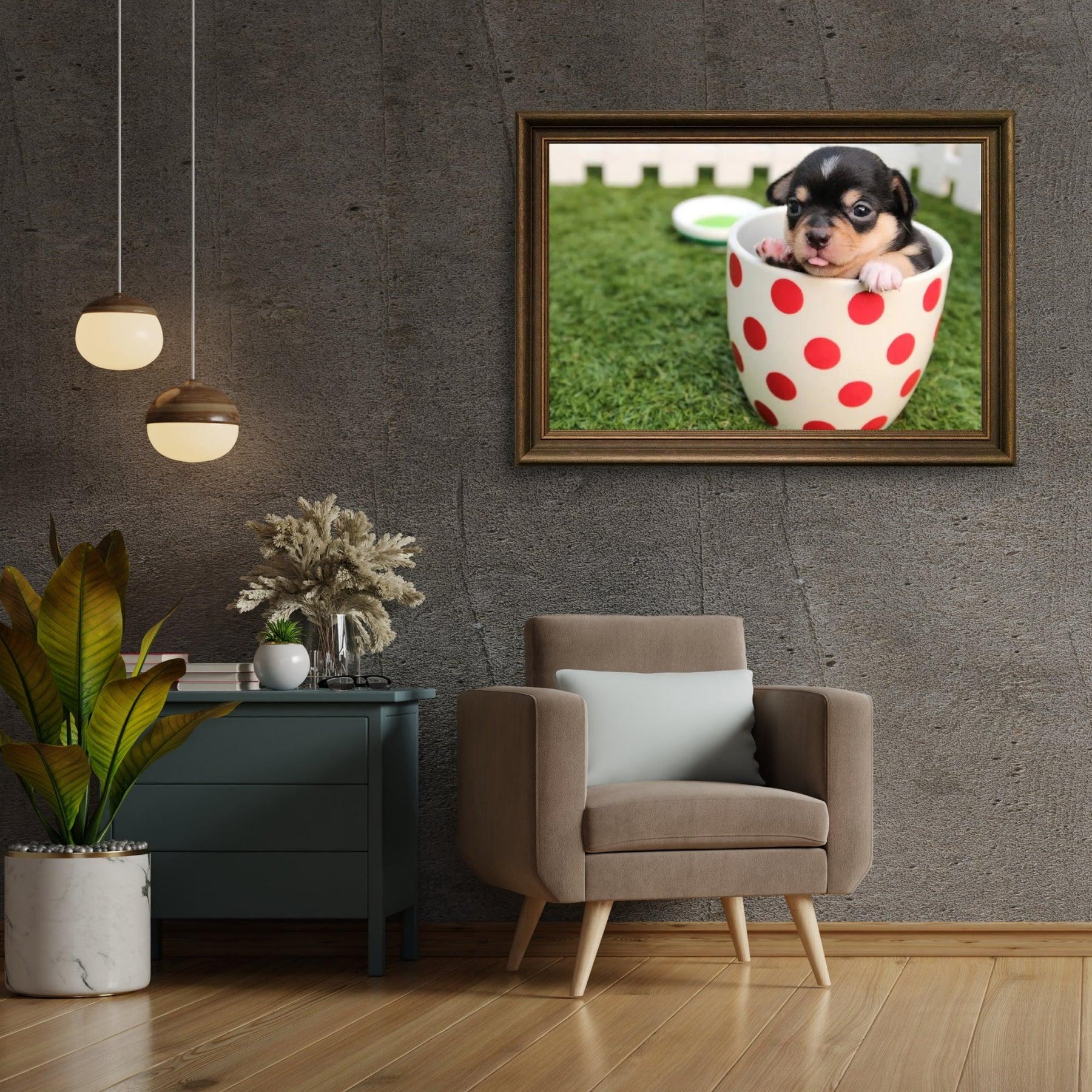 Diamantmaleri Hvalp i en Kop 45x30 cm - SEOS Shop®