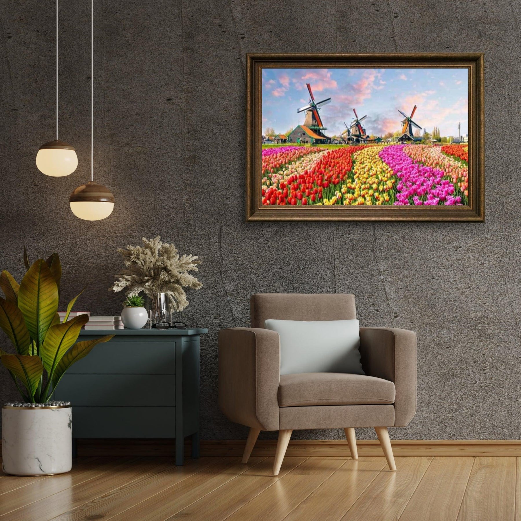 Diamantmaling Vindmøller med hollandske tulipaner - SEOS Shop ®