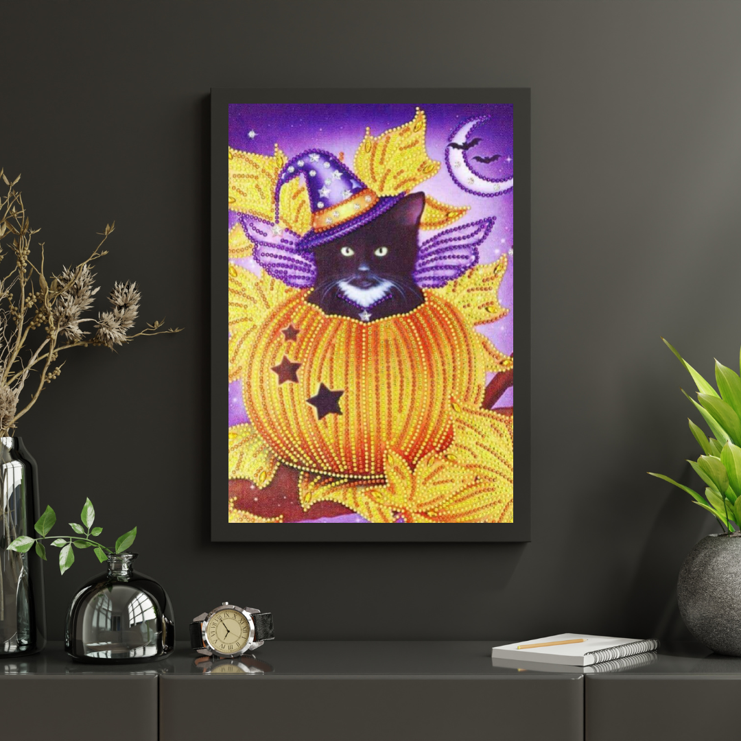 Diamantmaleri Sort Kat i Græskar - SEOS Shop ®