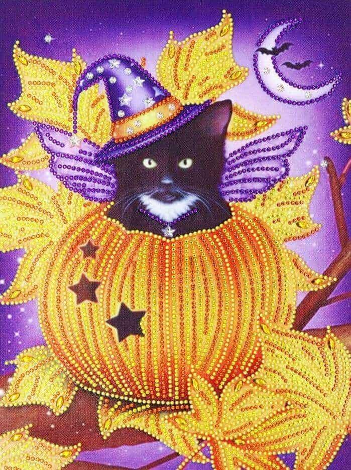 Diamantmaleri Sort Kat i Græskar - SEOS Shop ®