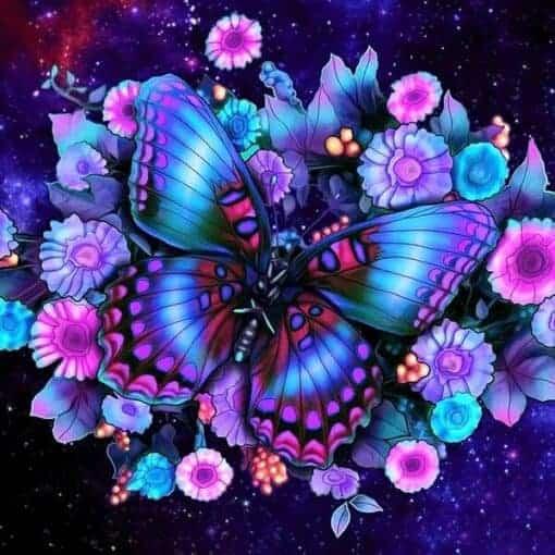 Diamantmaling Sommerfugl med Blomst - SEOS Shop ®