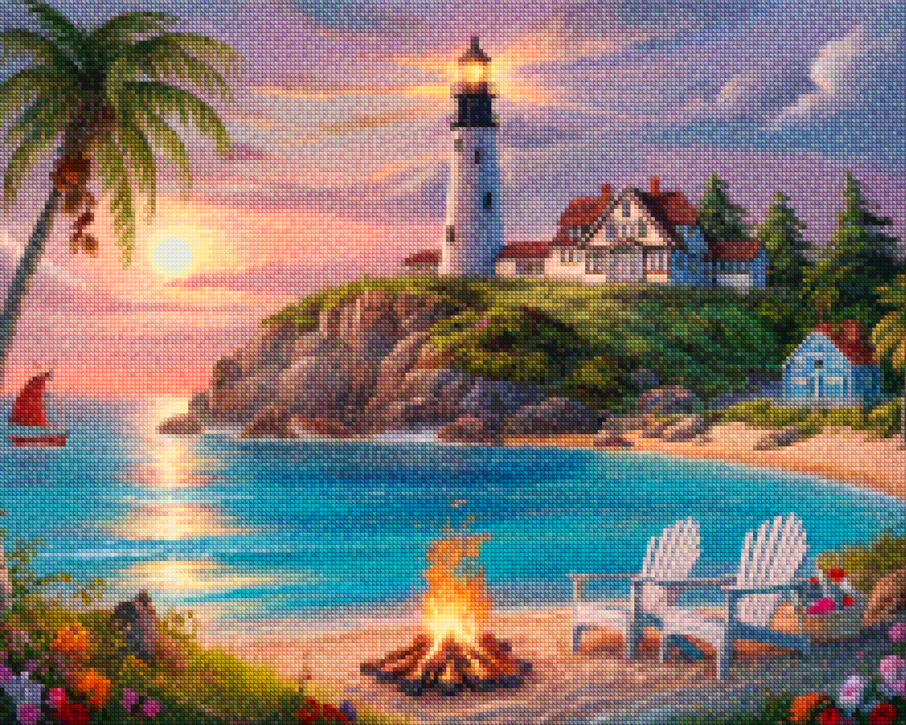 Diamantmaleri - Havets fyrtårn