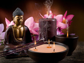 Diamantmaling Buddha med stearinlys og blomster – SEOS Shop ®