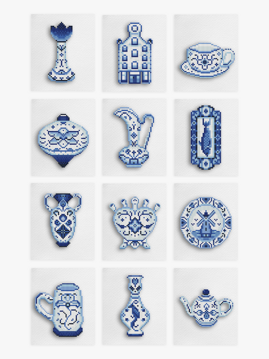 Mini Mesterværker - Delft Blå Udgave (Sæt med 12)