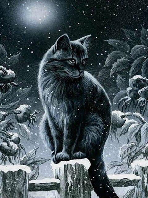 Diamantmaleri Vinter Sort Kat - SEOS Shop ®