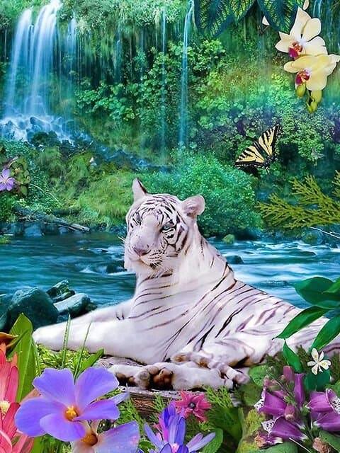 Diamantmaleri Hvid Tiger - SEOS Shop ®