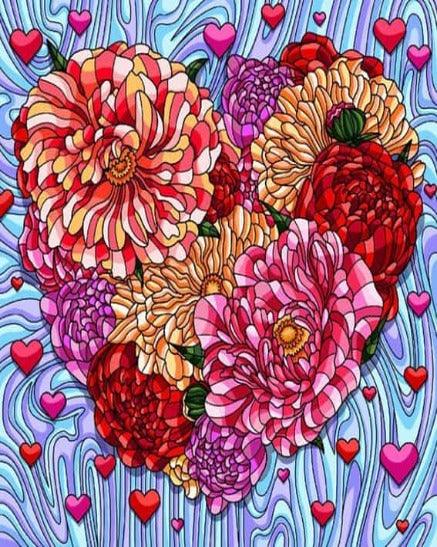 Diamantmaling Blomster Hjerte - SEOS Shop ®