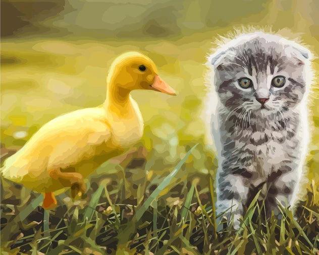 Diamantmaleri - And leger med kat - SEOS®