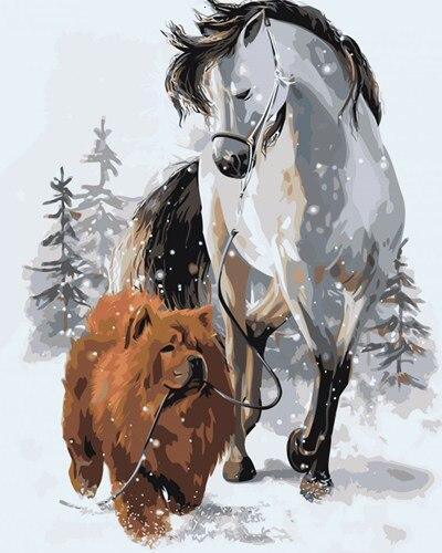 Diamantmaleri - Hund med hest - SEOS®