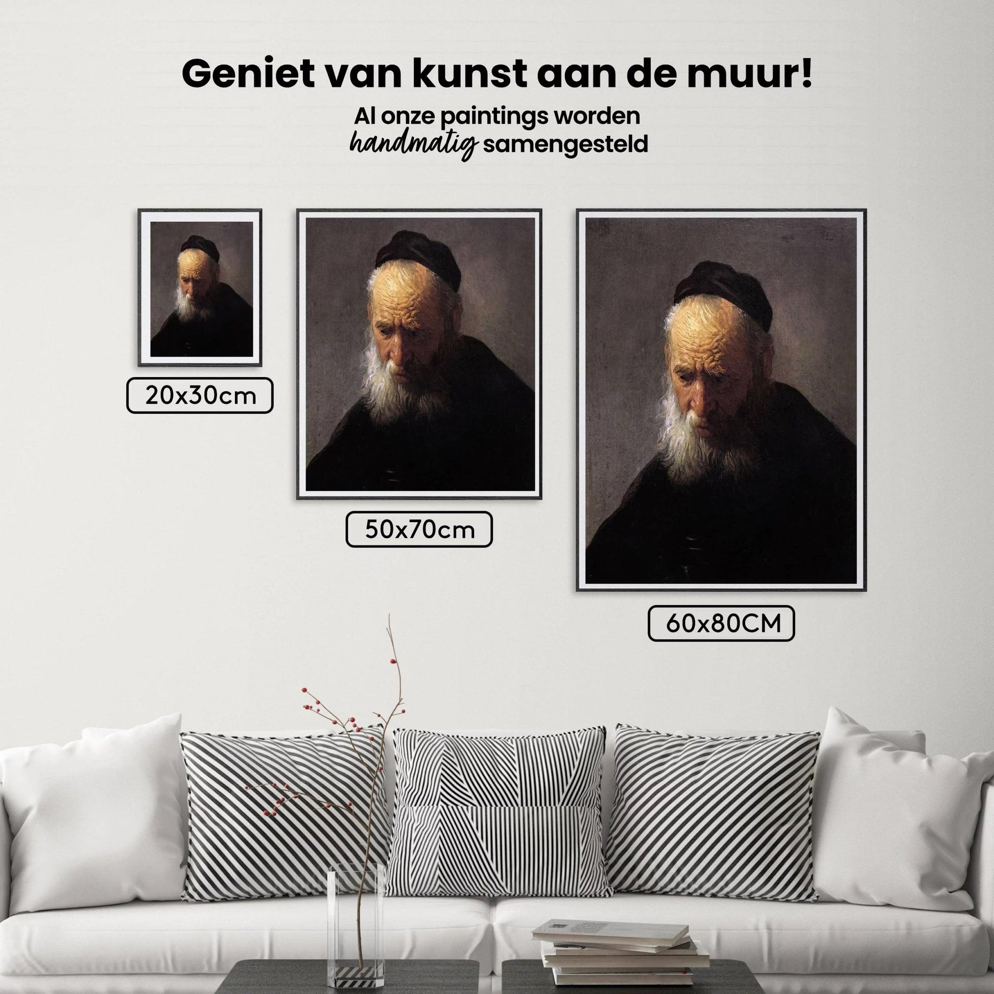Diamantmaleri Hoved af en gammel mand med kasket, af Rembrandt - SEOS Shop