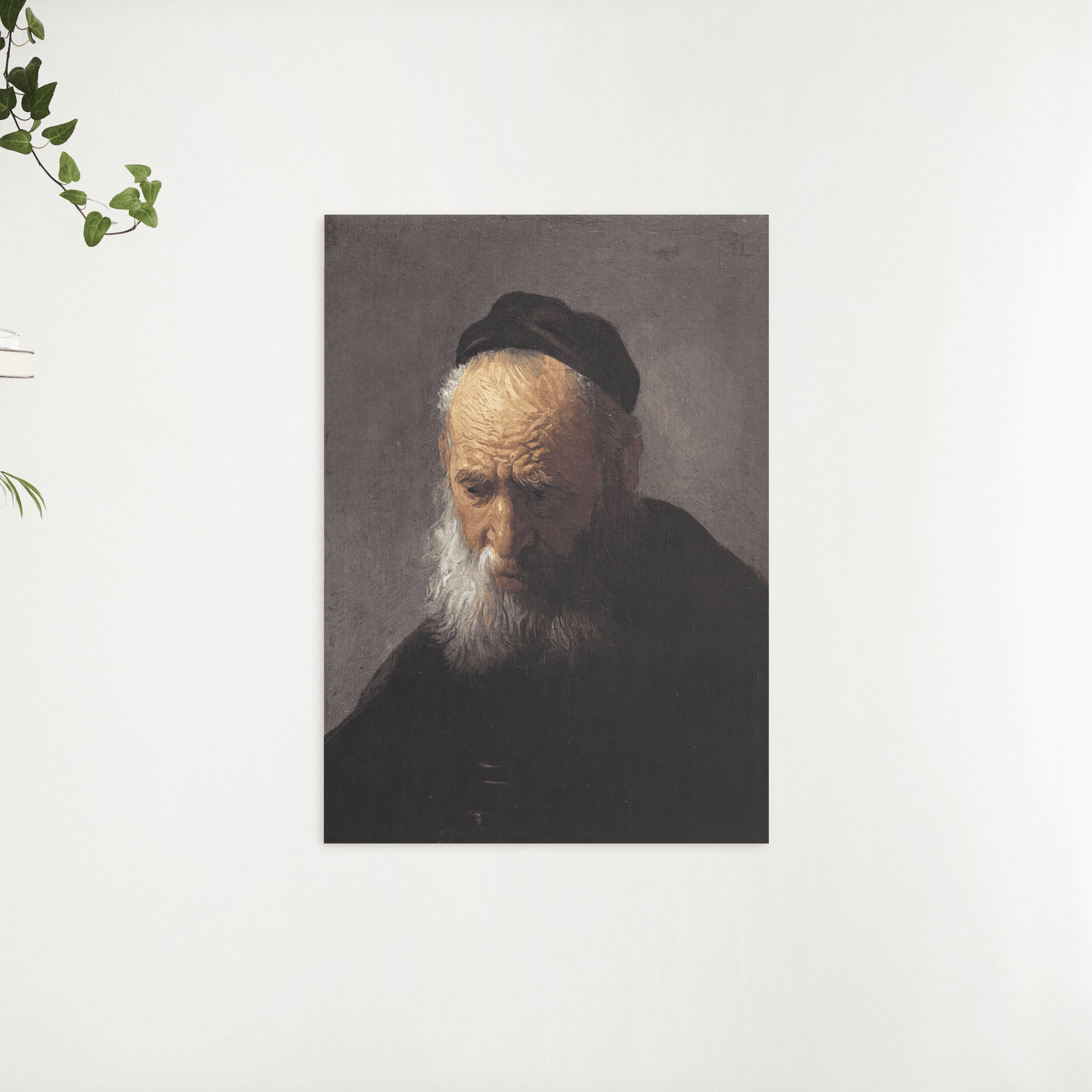 Diamantmaleri Hoved af en gammel mand med kasket, af Rembrandt - SEOS Shop