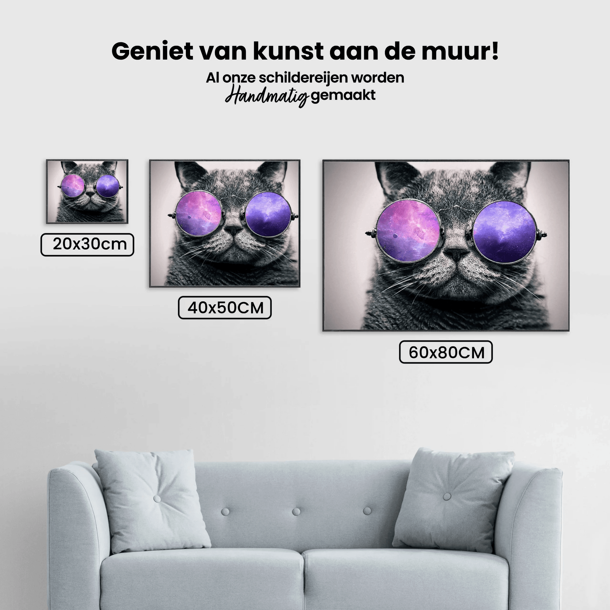 Diamantmaling Kat med Lilla Briller - SEOS Shop ®