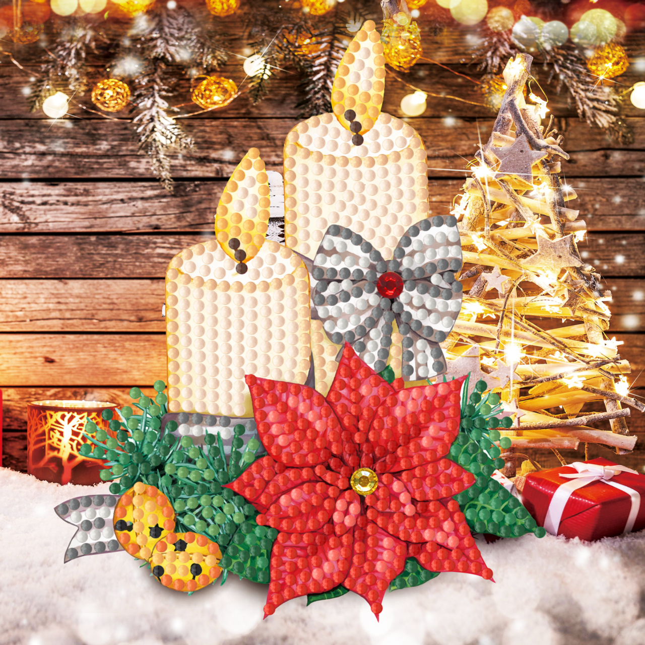 Diamantmaling julekort - sæt med 12 - inklusive kuverter