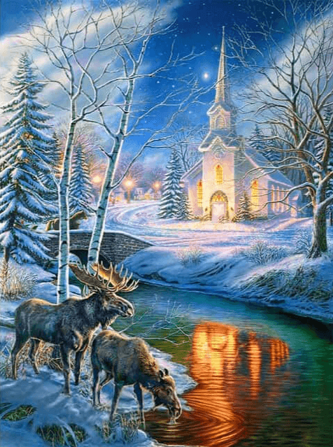 Diamantmaling Julekirke og Hjort - SEOS Shop ®