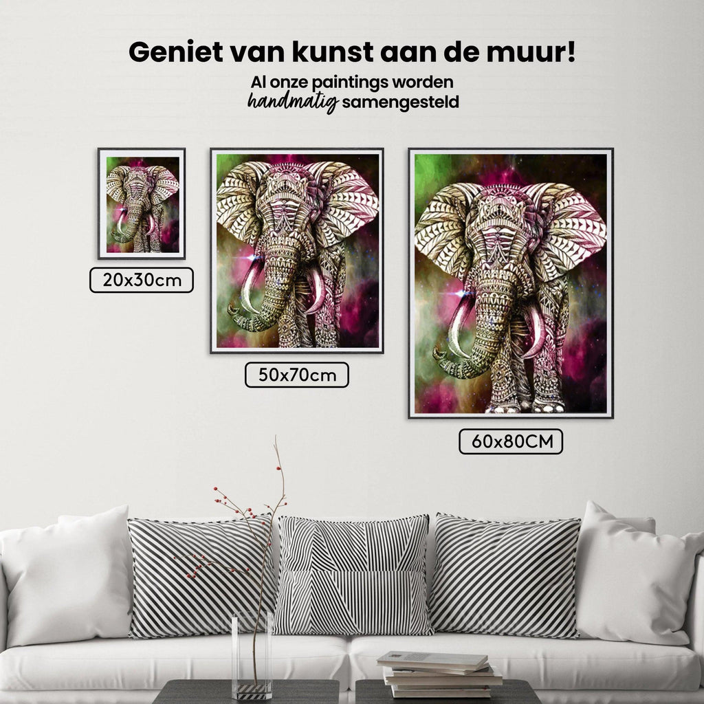 Diamantmaleri Elefant Grøn Lyserød - SEOS Shop ®