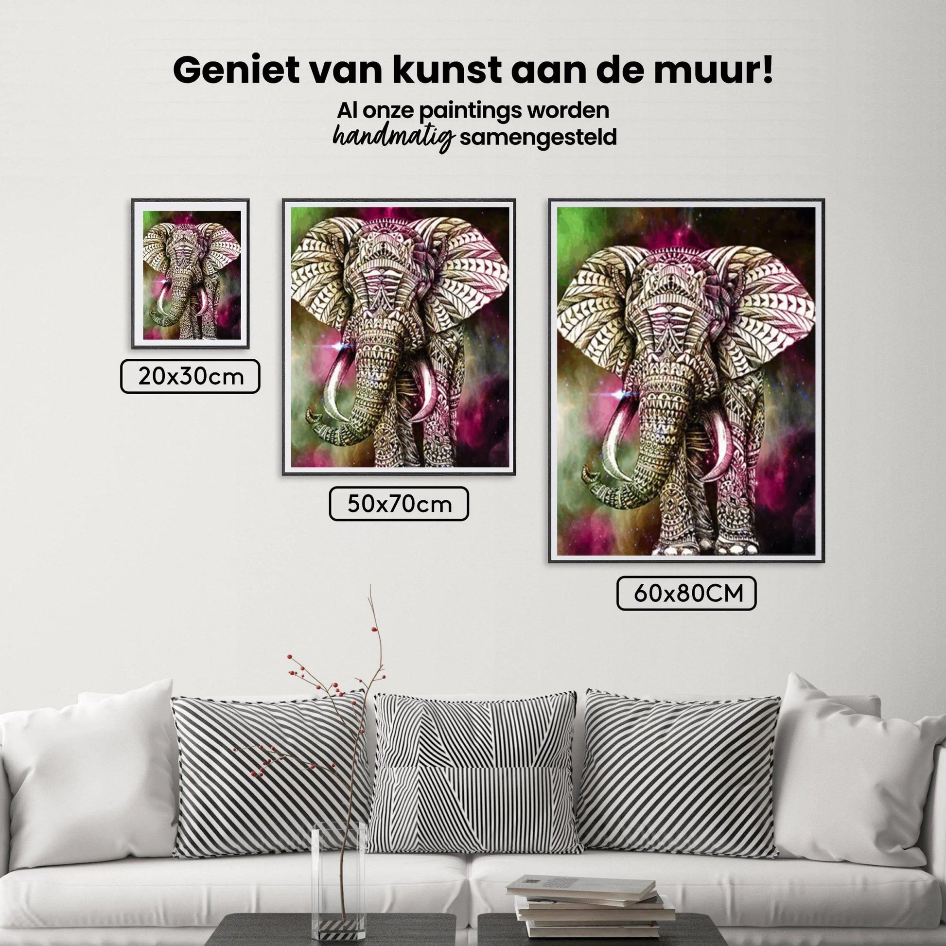 Diamantmaleri Elefant Grøn Lyserød - SEOS Shop ®