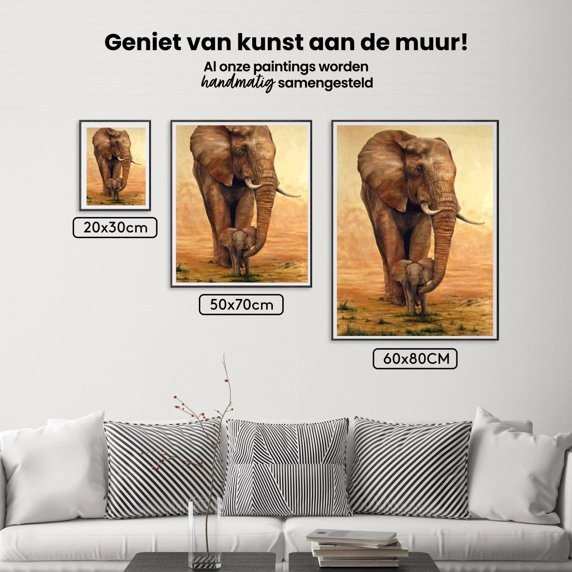 Diamantmaling Elefant med kalv på savannen - SEOS Shop ®