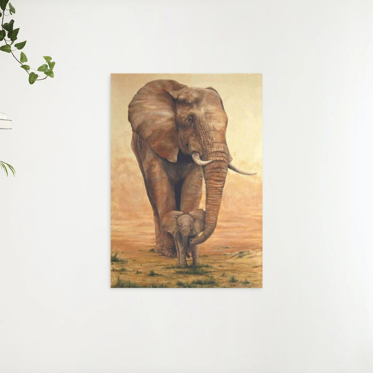 Diamantmaling Elefant med kalv på savannen - SEOS Shop ®