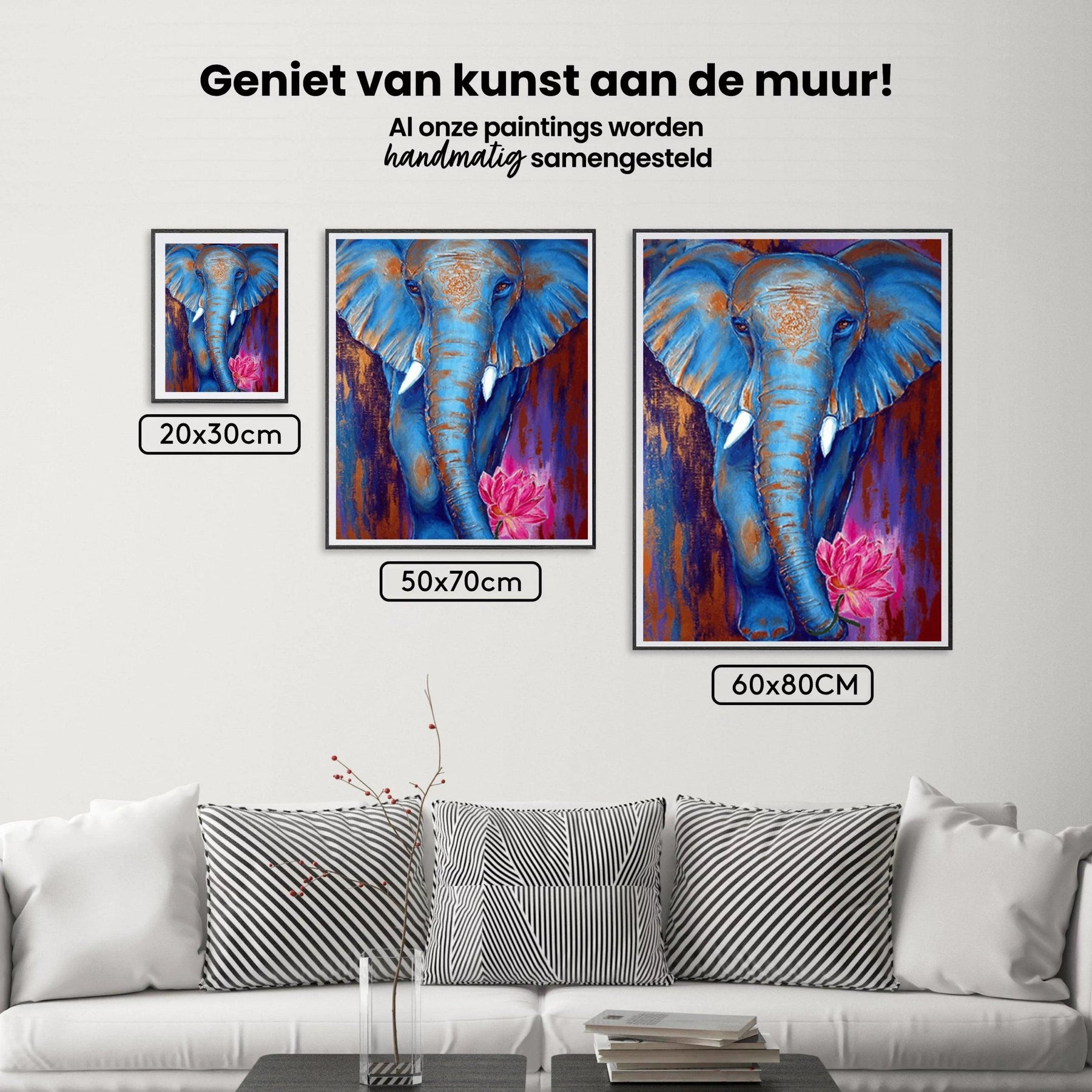 Diamantmaling Elefant med en lyserød lotus - SEOS Shop ®