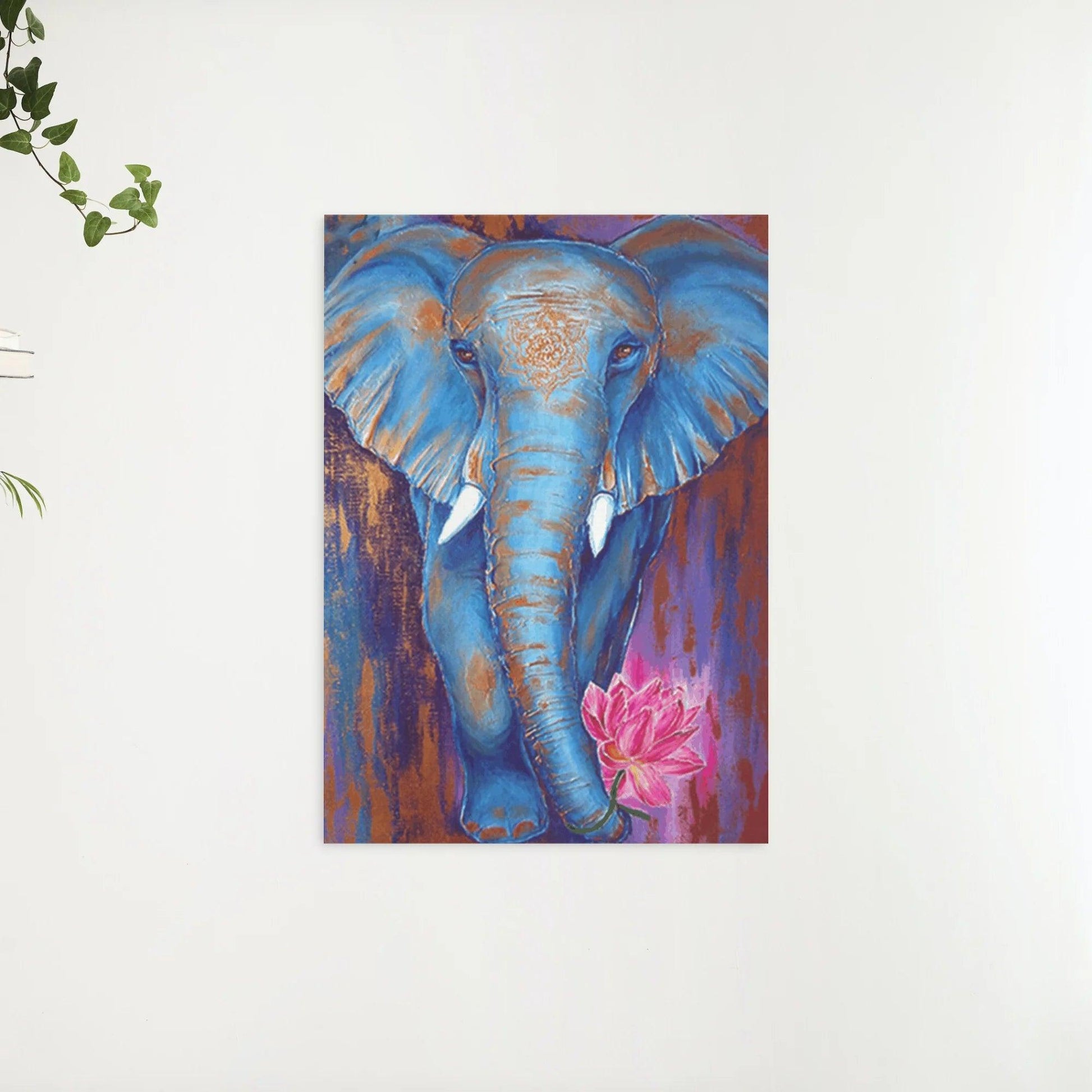 Diamantmaling Elefant med en lyserød lotus - SEOS Shop ®