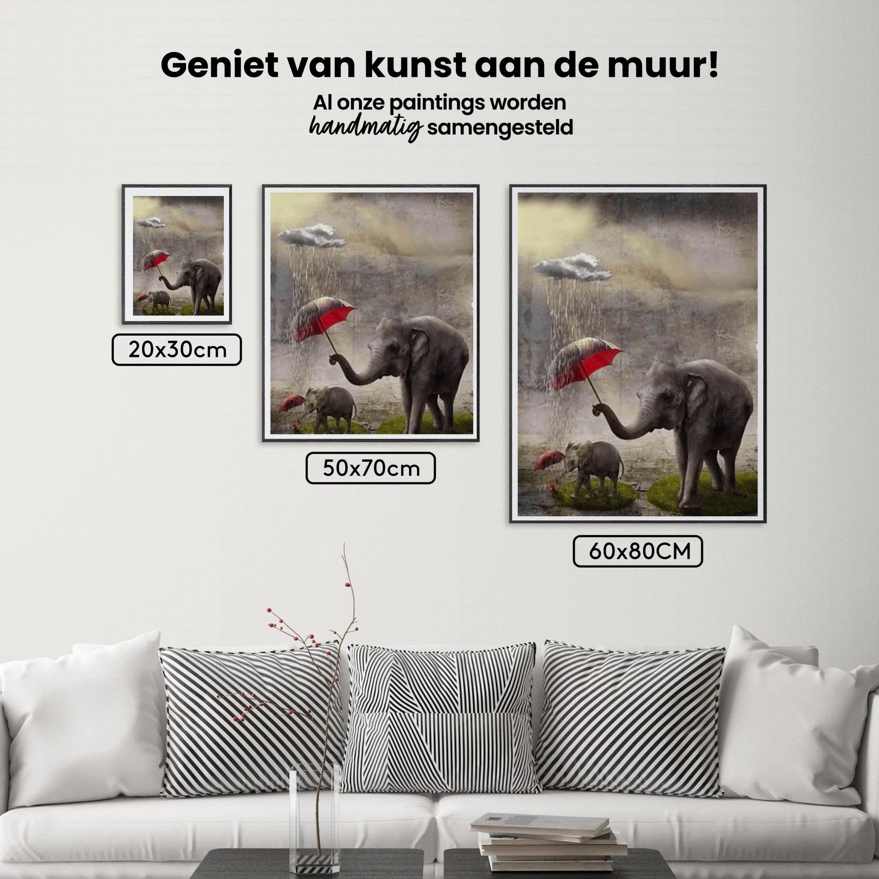 Diamantmaling Elefant med Rød Paraply - SEOS Shop ®