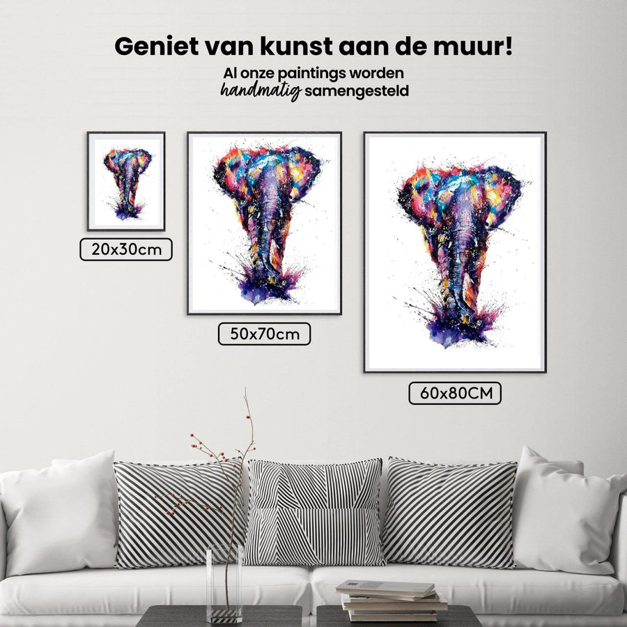 Diamantmaling Elefant med mange forskellige farver - SEOS Shop®