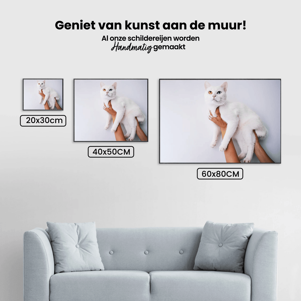 Diamantmalingssæt Hvid Kat 45x30cm - SEOS Shop ®