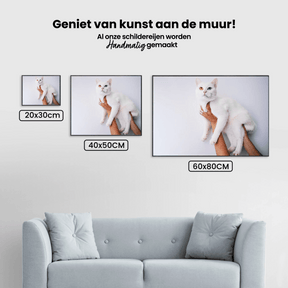 Diamantmalingssæt Hvid Kat 45x30cm - SEOS Shop ®