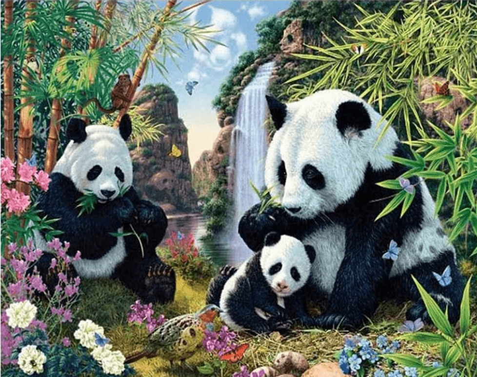 Diamantmaling Pandaer Spiser Bambus - SEOS Shop ®