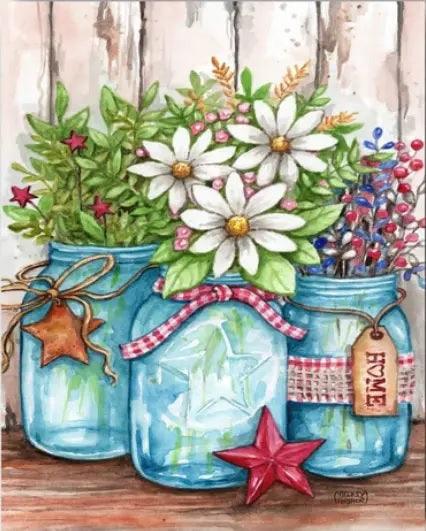 Diamantmaling - Krukker med blomster og stjerner - SEOS Shop ®